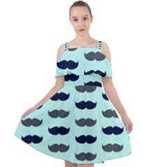 Beard Pattern Cut Out Shoulders Chiffon Dress