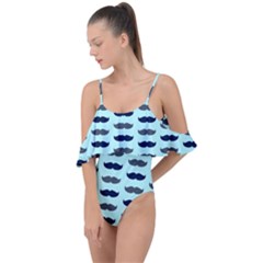 Beard Pattern Drape Piece Swimsuit