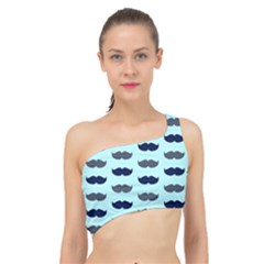 Beard Pattern Spliced Up Bikini Top 