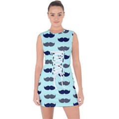 Beard Pattern Lace Up Front Bodycon Dress