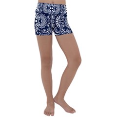 Mandala Pattern Kids  Lightweight Velour Yoga Shorts by designsbymallika