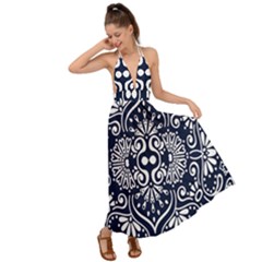 Mandala Pattern Backless Maxi Beach Dress