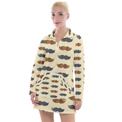 Beard Pattern Women s Long Sleeve Casual Dress by designsbymallika