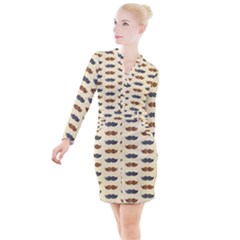 Beard Pattern Button Long Sleeve Dress by designsbymallika