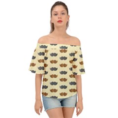 Beard Pattern Off Shoulder Short Sleeve Top