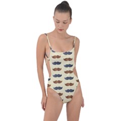 Beard Pattern Tie Strap One Piece Swimsuit