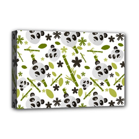 Panda Love Deluxe Canvas 18  X 12  (stretched) by designsbymallika