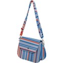 Blue and coral stripe 1 Saddle Handbag View2