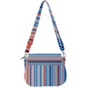 Blue and coral stripe 1 Saddle Handbag View3