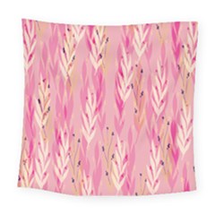 Pink Leaf Pattern Square Tapestry (large)