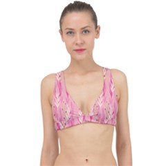 Pink Leaf Pattern Classic Banded Bikini Top