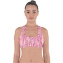 pink leaf pattern Cross Back Hipster Bikini Top  View1