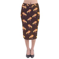 Pizza Is Love Velvet Midi Pencil Skirt by designsbymallika