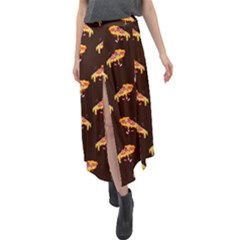 Pizza Is Love Velour Split Maxi Skirt by designsbymallika