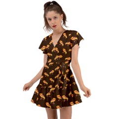 Pizza Is Love Flutter Sleeve Wrap Dress