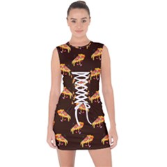 Pizza Is Love Lace Up Front Bodycon Dress by designsbymallika