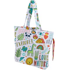 Traveller Explorer Drawstring Tote Bag by designsbymallika