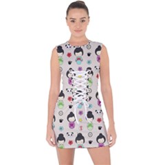 Russian Doll Lace Up Front Bodycon Dress