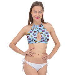 Retro Look Cross Front Halter Bikini Top