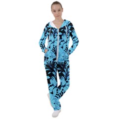 Blue Winter Tropical Floral Watercolor Women s Tracksuit