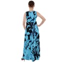 Blue Winter Tropical Floral Watercolor Empire Waist Velour Maxi Dress View2