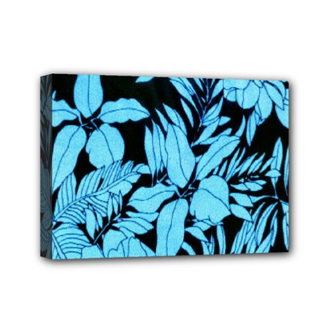 Blue Winter Tropical Floral Watercolor Mini Canvas 7  X 5  (stretched)