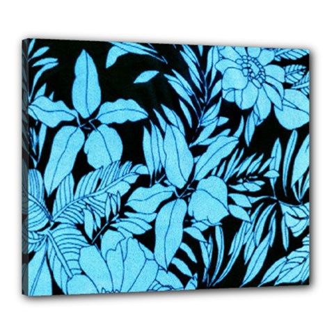 Blue Winter Tropical Floral Watercolor Canvas 24  X 20  (stretched)