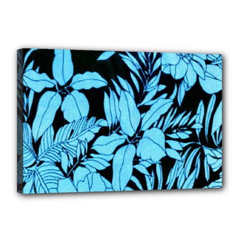 Blue Winter Tropical Floral Watercolor Canvas 18  X 12  (stretched)