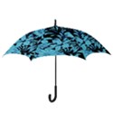 Blue Winter Tropical Floral Watercolor Hook Handle Umbrellas (Large) View3