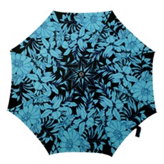 Blue Winter Tropical Floral Watercolor Hook Handle Umbrellas (small) by dressshop