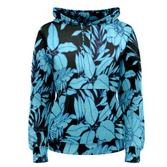 Blue Winter Tropical Floral Watercolor Women s Pullover Hoodie by dressshop