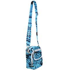 Blue Winter Tropical Floral Watercolor Shoulder Strap Belt Bag