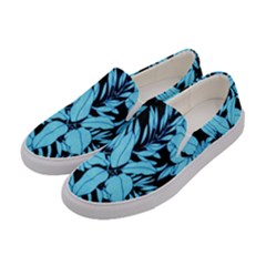 Blue Winter Tropical Floral Watercolor Women s Canvas Slip Ons