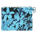 Blue Winter Tropical Floral Watercolor Canvas Cosmetic Bag (XXL) View2