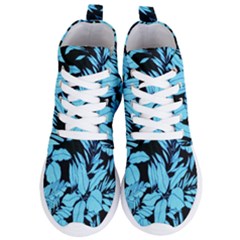 Blue Winter Tropical Floral Watercolor Women s Lightweight High Top Sneakers by dressshop