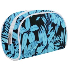 Blue Winter Tropical Floral Watercolor Makeup Case (large) by dressshop