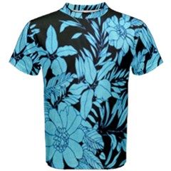 Blue Winter Tropical Floral Watercolor Men s Cotton Tee