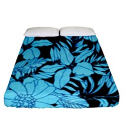 Blue Winter Tropical Floral Watercolor Fitted Sheet (queen Size)