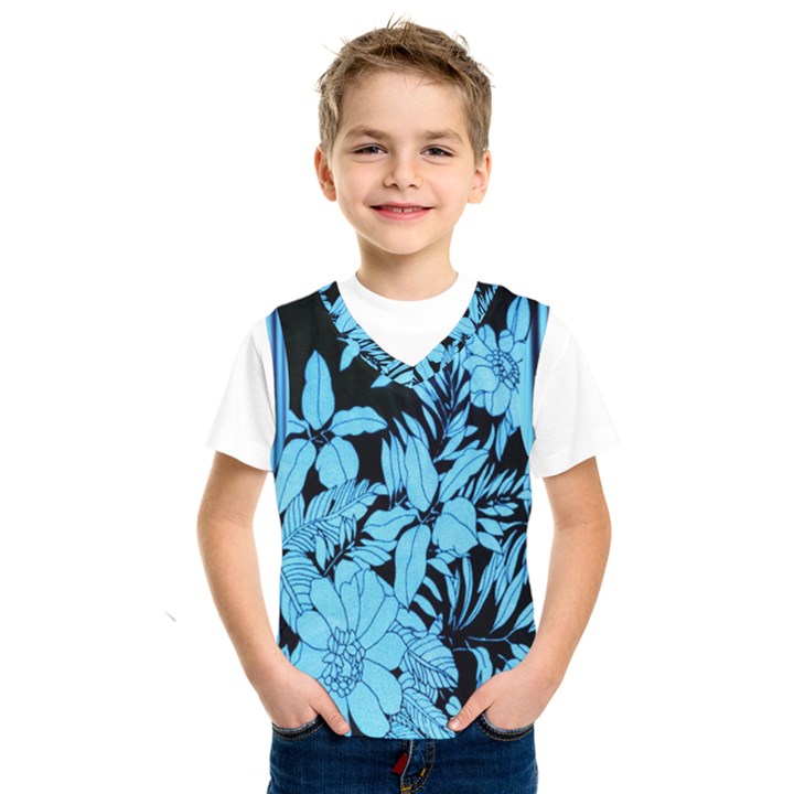 Blue Winter Tropical Floral Watercolor Kids  SportsWear