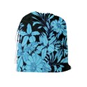 Blue Winter Tropical Floral Watercolor Drawstring Pouch (XL) View2