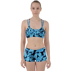 Blue Winter Tropical Floral Watercolor Perfect Fit Gym Set