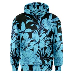 Blue Winter Tropical Floral Watercolor Men s Overhead Hoodie