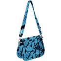 Blue Winter Tropical Floral Watercolor Saddle Handbag View1