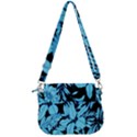 Blue Winter Tropical Floral Watercolor Saddle Handbag View3