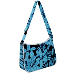 Blue Winter Tropical Floral Watercolor Zip Up Shoulder Bag