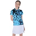 Blue Winter Tropical Floral Watercolor Women s Polo Tee View1