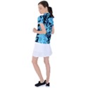 Blue Winter Tropical Floral Watercolor Women s Polo Tee View2