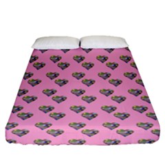 Patchwork Heart Pink Fitted Sheet (queen Size) by snowwhitegirl