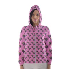 Patchwork Heart Pink Women s Hooded Windbreaker