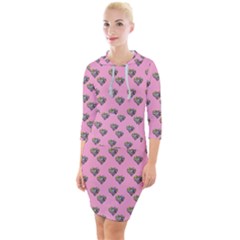 Patchwork Heart Pink Quarter Sleeve Hood Bodycon Dress by snowwhitegirl